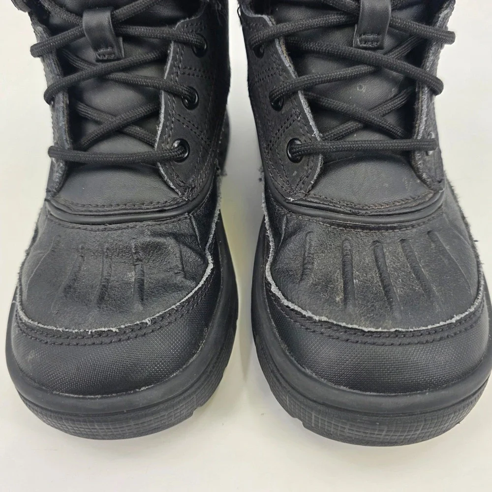NIKE ACG WOODSIDE 2 BOOTS KIDS SIZE 13C BLACK HIGH LEATHER WATER RESISTANT BOYS